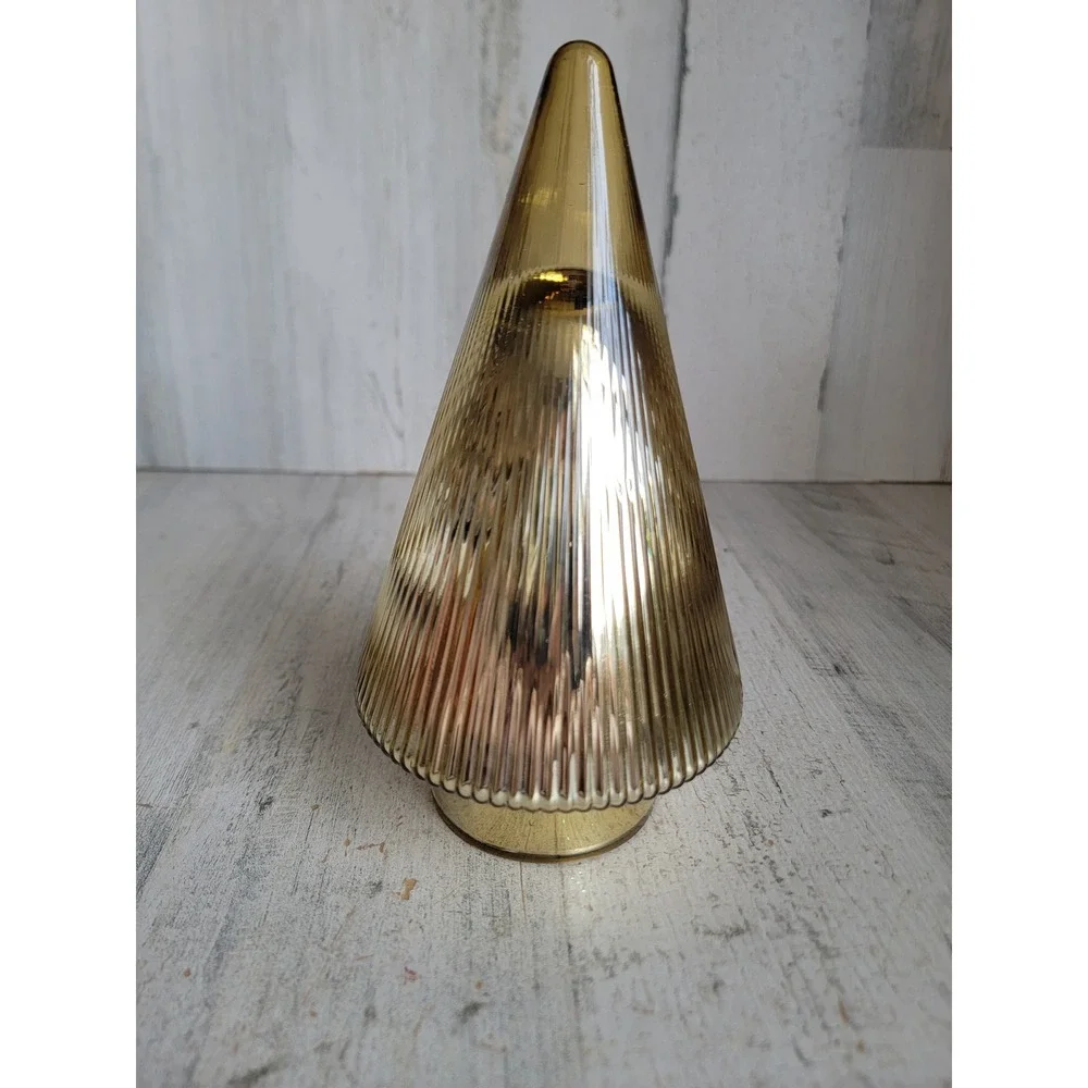 Small yellow glass tree rustic table top‎ home decor Xmas figure unique